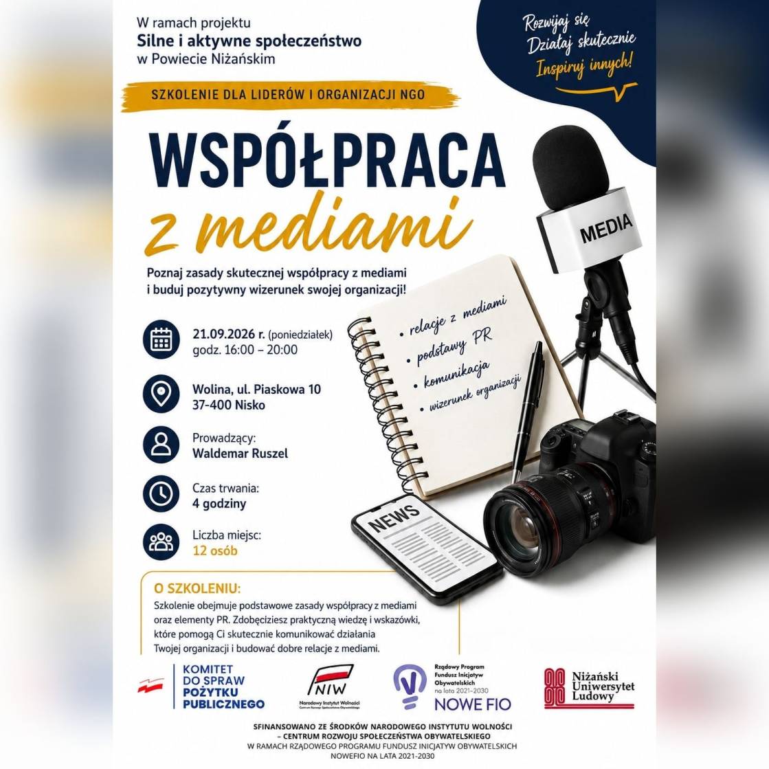 Współpraca z mediami – szkolenie dla NGO