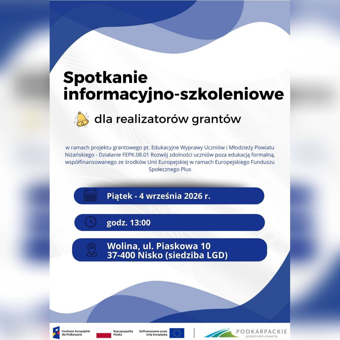 Spotkanie informacyjno-szkoleniowe dla realizatorów grantów